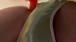 Satin panty princess solo dildo fuck