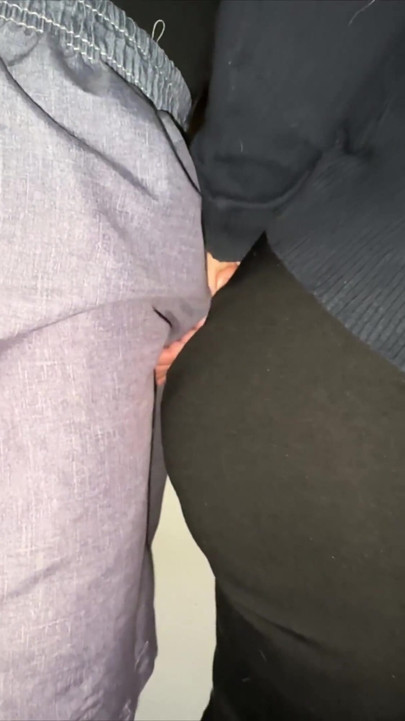 Big-bootied Girl Gropes a Stranger's Penis