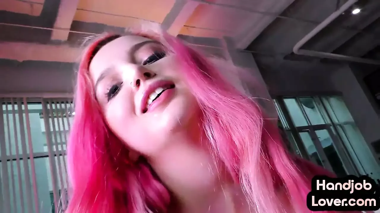 Handjob POV 21yo gal with pink hair jerks and talks dirty