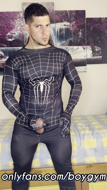 My COCK cums with Spiderman Suit💦