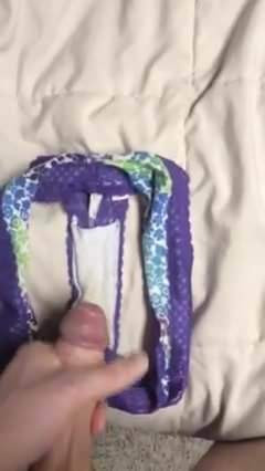 Cumshot into panties 3