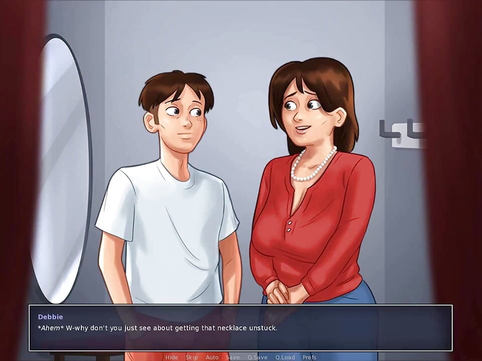 Summertime saga: stepmom kisses her stepson in the common room ep 40