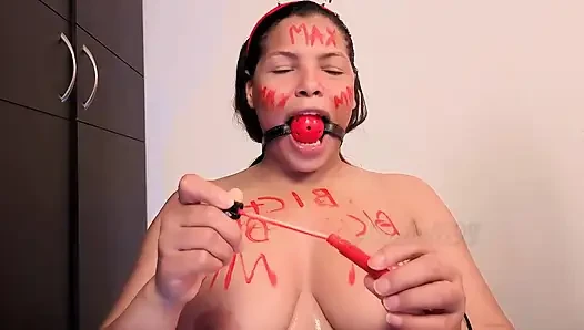 Body Writing Bich BDSM 4 Cocks Fuck My Slave Throat
