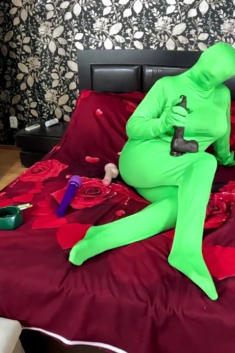 Full Zentai Encasement Toy Play. BBC Dildo Tease, Pussy Slaps and Smoking Through Nylon