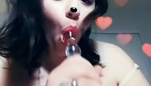 lolafuccbunny sucking a glass toy