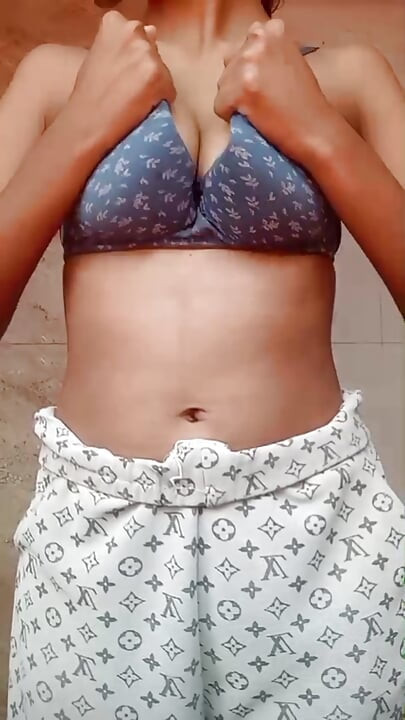Desi Girl Pressing Her Soft Boobs