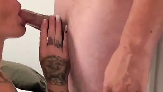 Tattooed babe sucks and fucks