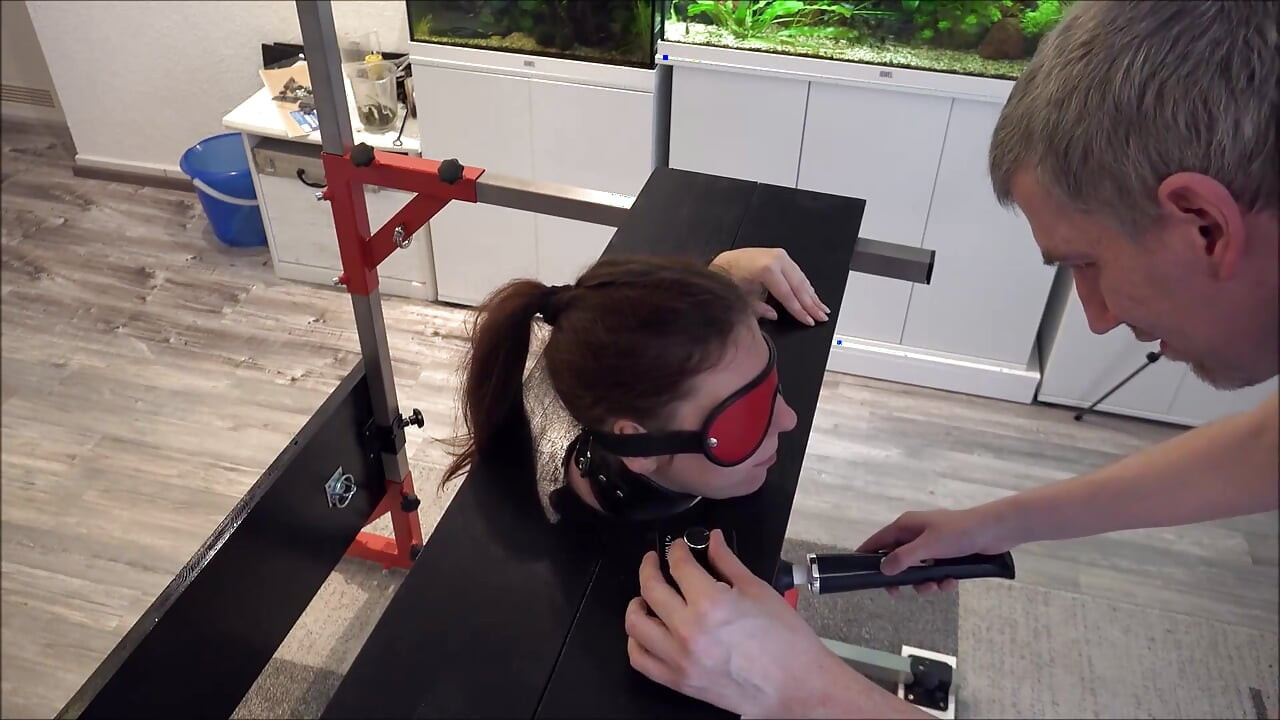 Slave Defenseless in the Pillory Driven to Orgasm on Sybian Part 2