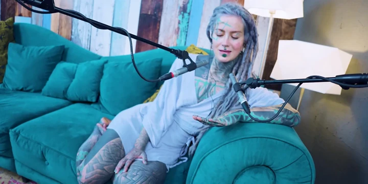 I talk about L - LOVE - ASMR podcast SFW talking goth skinny girl dreadlocks tattoo model inked girl