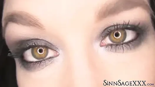 Sinn Sage Highlights Beautiful Hazel Eyes In Close Up For Camera View