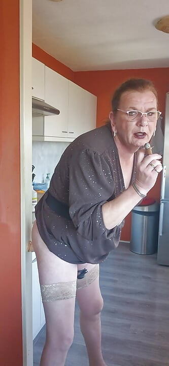 Enjoying a cigar while enjoying my dildo