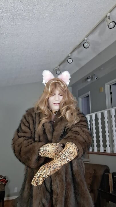 Nude under my fur coat and high heels