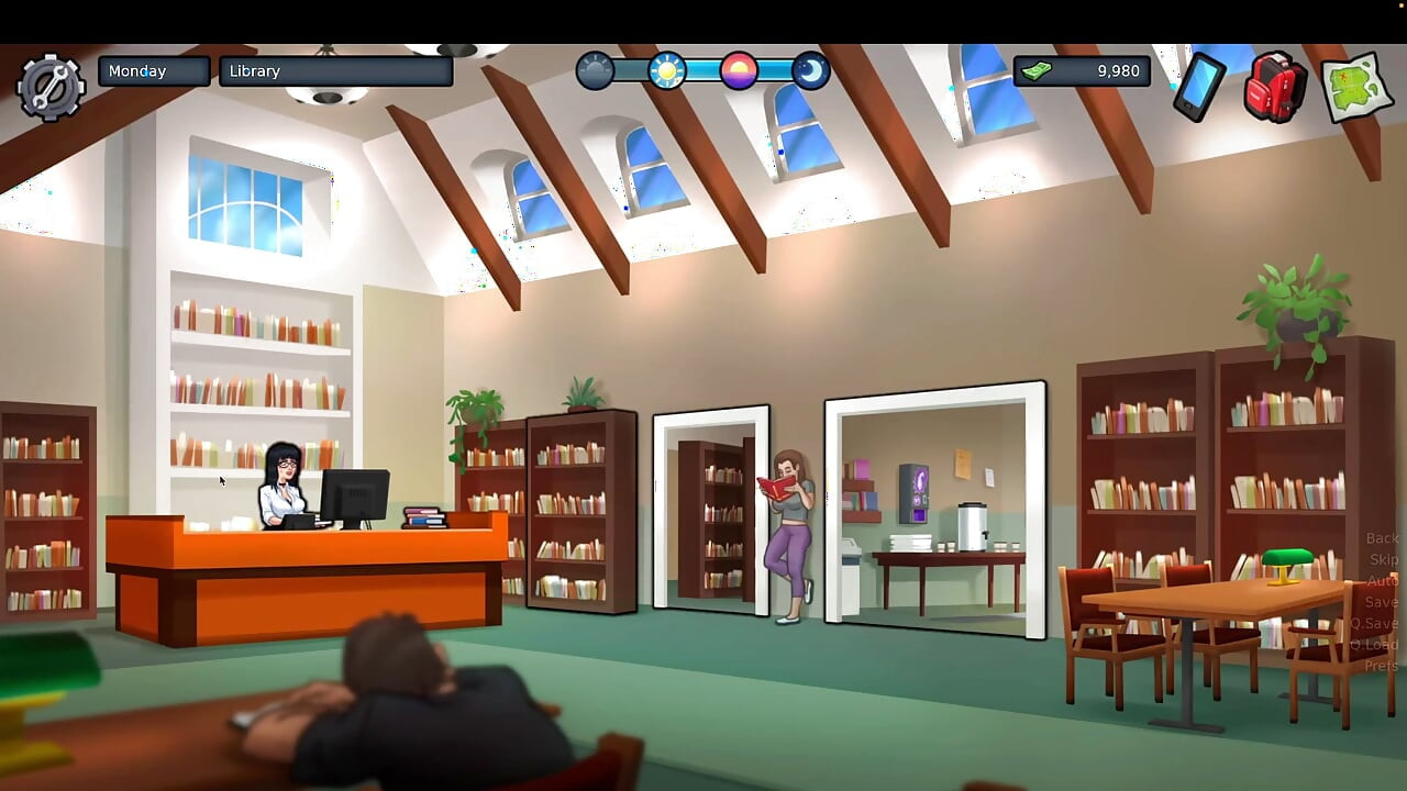 Jogo de saga de verão. Professora de francês, sexo na biblioteca, revista