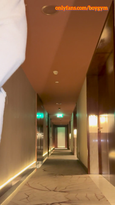 BOYGYM - My BIG COCK In The Hotel Exhibitionist