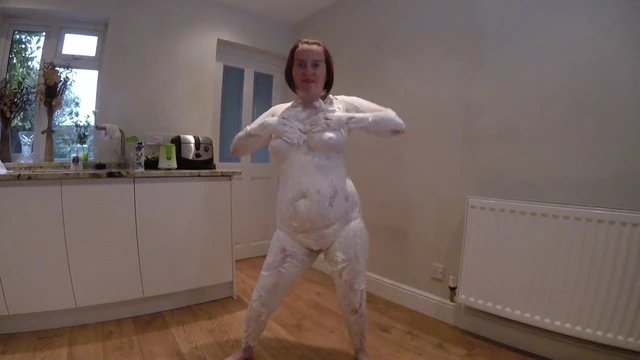 Messy dance in shaving foam