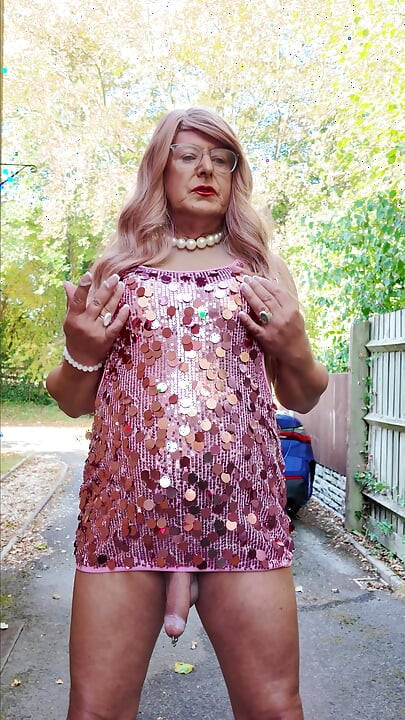 Sexy Crossdresser kellycd2022 in my pink sequin little dress and shiny pink panties