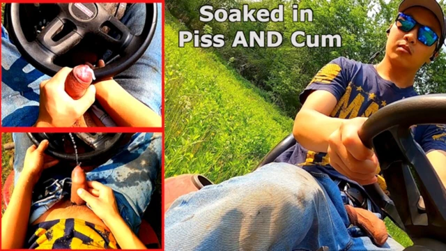 Cum and Piss All Over Myself While Riding My Lawn Mower