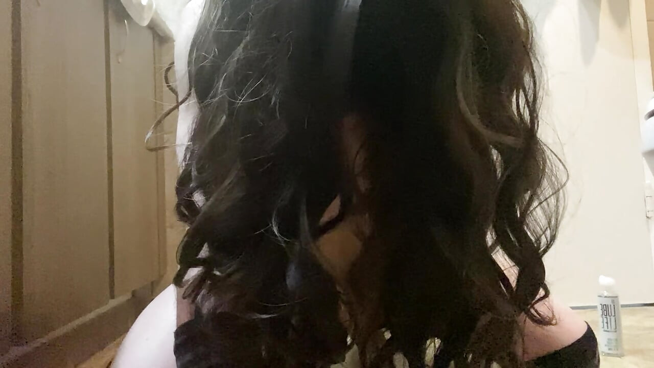 Little trans teen girl takes a 10 inch bbc dildo