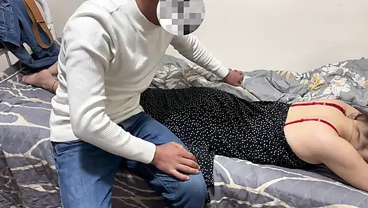 Two lovers who came tired from the trip rested with sex