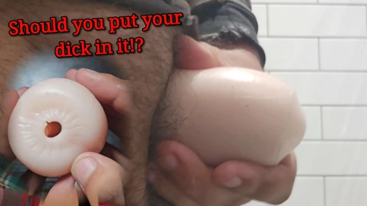 Should you put your dick in it!? - Going to a public bathroom and masturbating using a pocket pussy