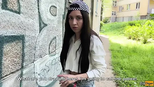 Graffiti Drawing Hooligan Punished by Cock in the Woods - Cum in Panties