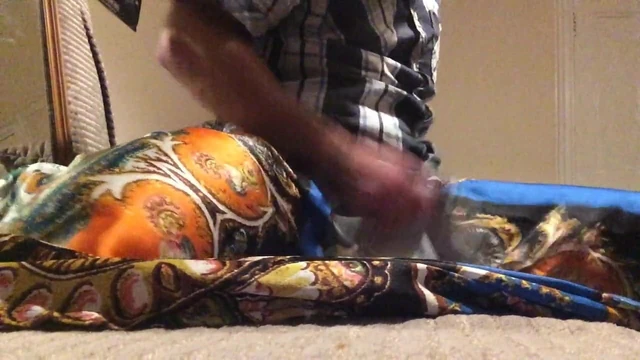 Wank and cumshot in my new satin skirt