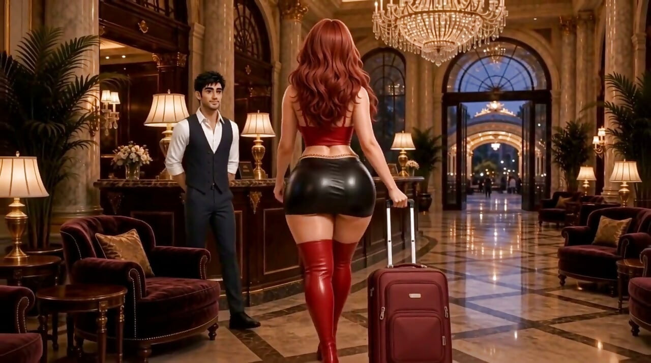 Sexy Guest with Hotel Room Service, She Didn't Let Him Leave (ai Generated)