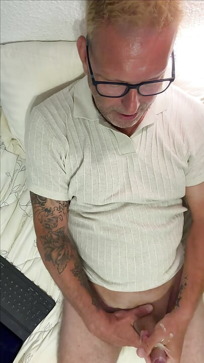 I got so horny while watching porn that I had to stroke my dick to a strong orgasm