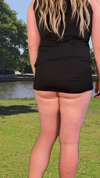 Emotional moment from "Blonde Shemale public masturbation"