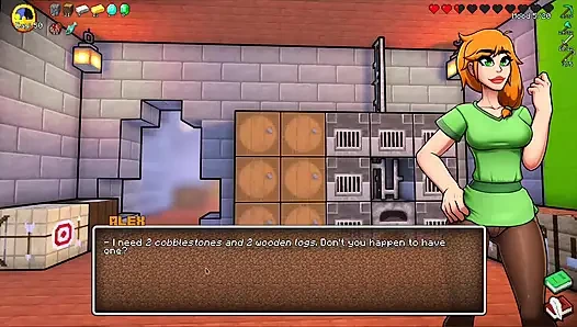 Hornycraft Minecraft parodisi - Jenny Steve'e bir elmas için ateşli bir ayakla muamele çekiyor! (Hentai oyun oyunu)
