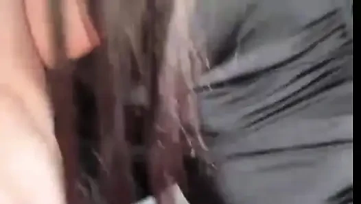 My stepsister fondles her tits and wet pussy
