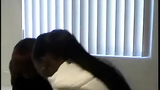 BTS scene of ebony babes loves posing,talking and some kinky lesbian stuff - behind the scenes