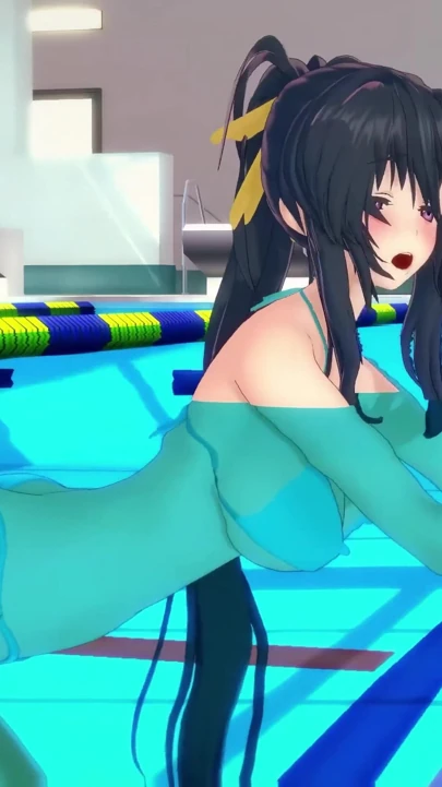 Rias & Akeno Thresome while phonecall and Akeno fucked in public Pool - DXD NTR Madness Series | Clip 1