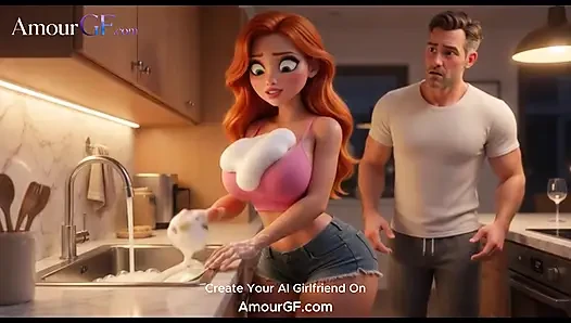 Pasien brunette animasi 3d telanjang untuk pemeriksaan gyne yang intens