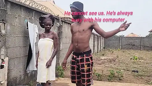 Sex Addicted Nasty Bitch Fuck Her Husband Brother Outside Behind the Window