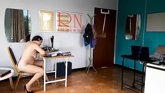 Nudist secretary. Nude employee in the office. Nude secretary is not shy about her boss. Nude office.  1 194