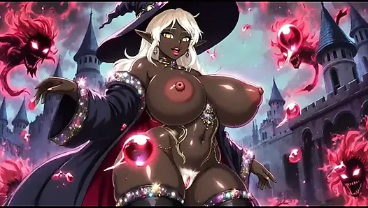 Смуглая девушка-колдун танцует в ее замке (Ai анимация)