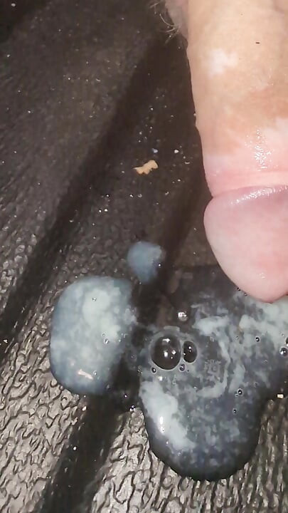 Cum in plastic tube and let It all drip out