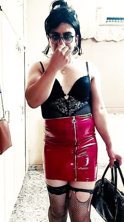 FetishEmmanuella video 12 - Red Vinyl Skirt