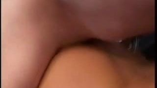 Passionate home sex with bright blonde cums on the ass