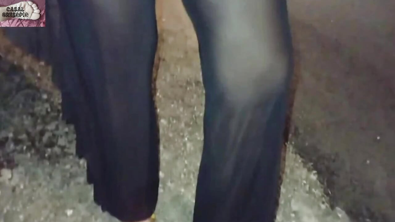 Mel showing off in public on the side of the road 13