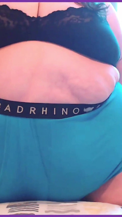 SSBBW belly twerk jiggles in shorts