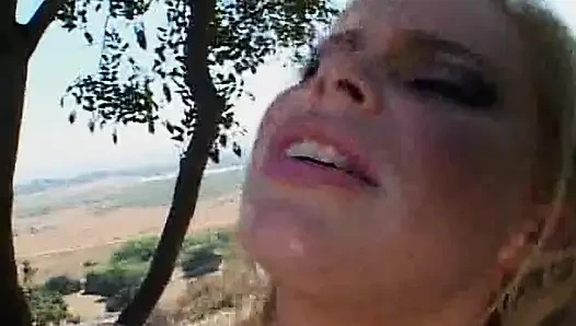 Pirang sempurna dibor anal di hutan