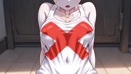 Beyaz hayalet kız mastürbasyon yapıyor ve zevkle salya akıtıyor