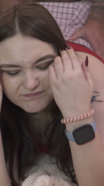 Her panties are covered in cum after a creampie while she fucks him with a strap-on | Clip 1