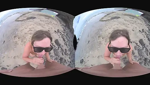 VR pOV-blowjob im freien am öffentlichen strand