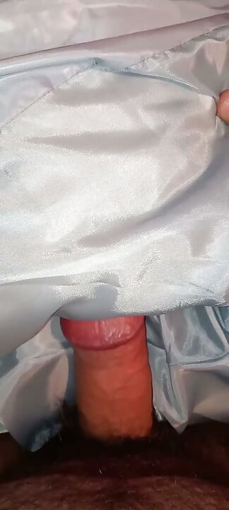 Fucking the lining of her blue puffercoat