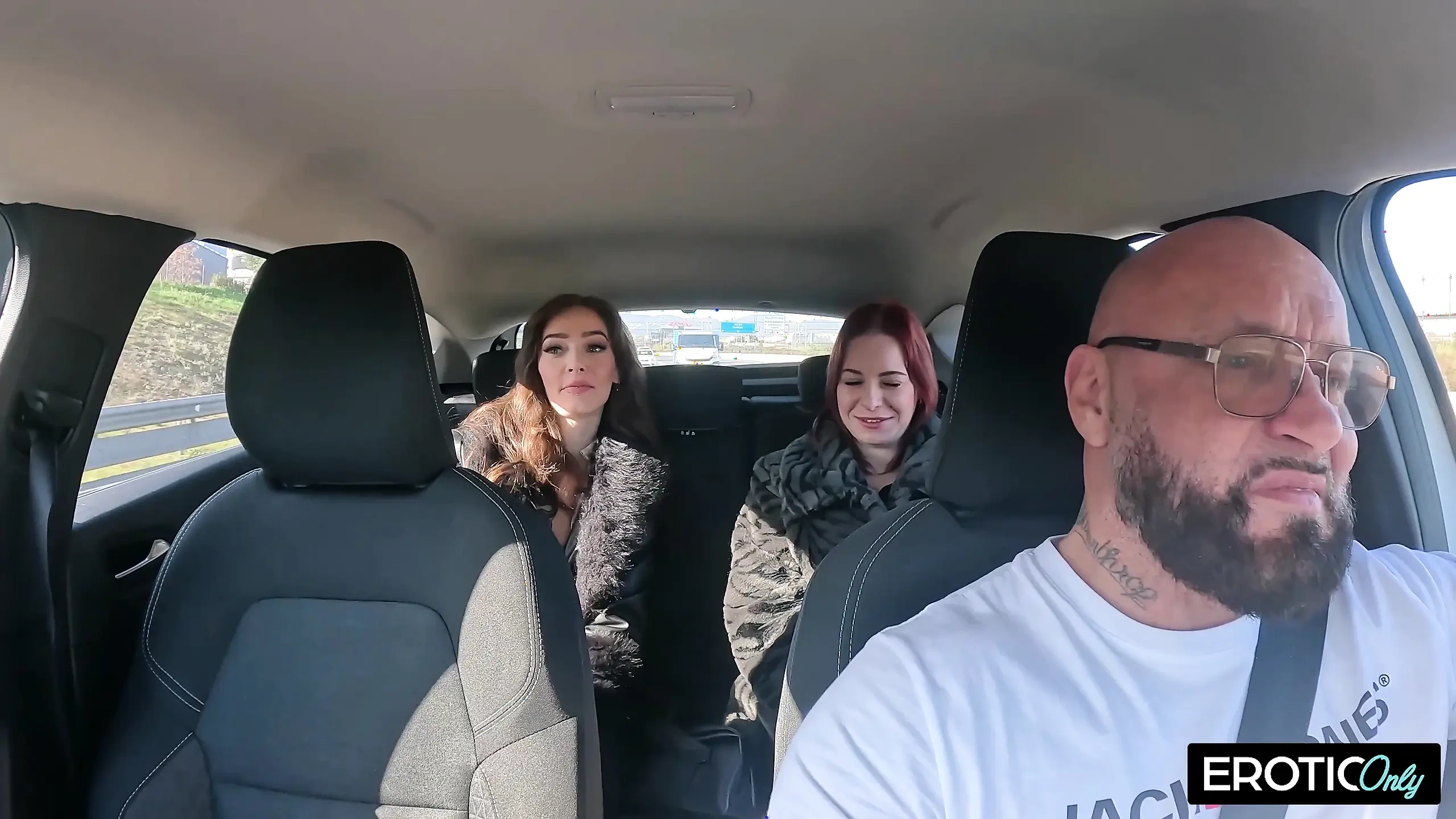 Lucky German Uber Driver Fucks 2 Lesbians!