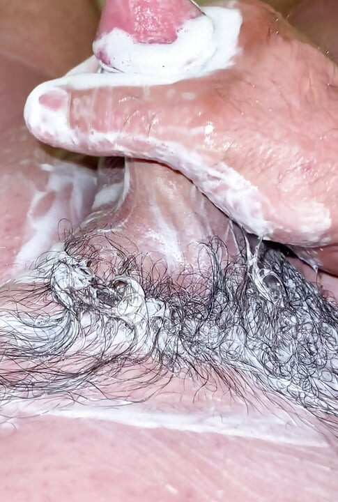 Rubbing cock and balls