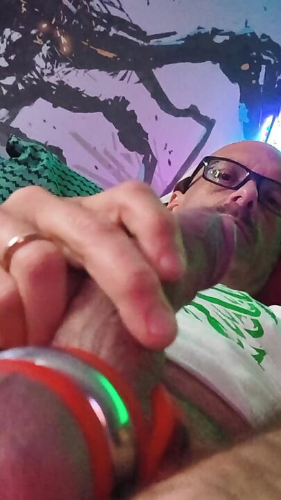 playing with my big uncut cock
